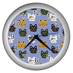 Cat Cat Background Animals Little Cat Pets Kittens Wall Clock (silver) by 99art