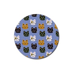 Cat Cat Background Animals Little Cat Pets Kittens Rubber Round Coaster (4 Pack) by 99art