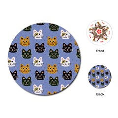 Cat Cat Background Animals Little Cat Pets Kittens Playing Cards Single Design (round) by 99art