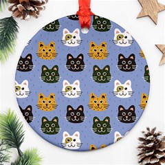 Cat Cat Background Animals Little Cat Pets Kittens Round Ornament (two Sides) by 99art