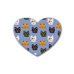 Cat Cat Background Animals Little Cat Pets Kittens Rubber Heart Coaster (4 Pack) by 99art