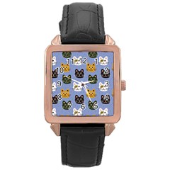 Cat Cat Background Animals Little Cat Pets Kittens Rose Gold Leather Watch  by 99art