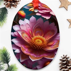 Pink Flowers Petals Blossoms Blooms Art Ornament (oval)