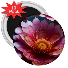 Pink Flowers Petals Blossoms Blooms Art 3  Magnets (10 Pack)  by 99art