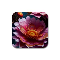 Pink Flowers Petals Blossoms Blooms Art Rubber Square Coaster (4 Pack) by 99art