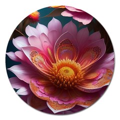 Pink Flowers Petals Blossoms Blooms Art Magnet 5  (round) by 99art