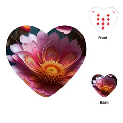 Pink Flowers Petals Blossoms Blooms Art Playing Cards Single Design (heart)