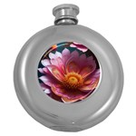 Pink Flowers Petals Blossoms Blooms Art Round Hip Flask (5 oz) Front