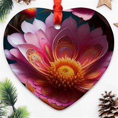 Pink Flowers Petals Blossoms Blooms Art Heart Ornament (two Sides) by 99art