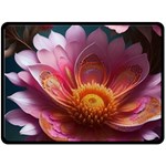 Pink Flowers Petals Blossoms Blooms Art Two Sides Fleece Blanket (Large) 80 x60  Blanket Front