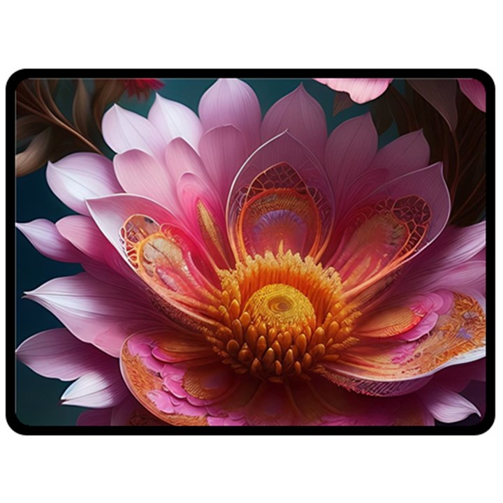 Pink Flowers Petals Blossoms Blooms Art Two Sides Fleece Blanket (Large)