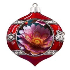 Pink Flowers Petals Blossoms Blooms Art Metal Snowflake And Bell Red Ornament by 99art