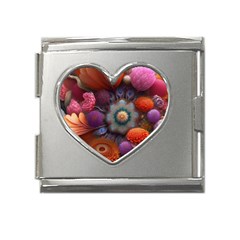 Flower Blossoms Petals Blooms Mega Link Heart Italian Charm (18mm) by 99art