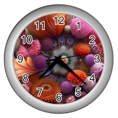 Flower Blossoms Petals Blooms Wall Clock (silver) by 99art