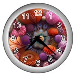 Flower Blossoms Petals Blooms Wall Clock (Silver) Front