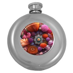 Flower Blossoms Petals Blooms Round Hip Flask (5 Oz) by 99art