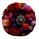 Flower Blossoms Petals Blooms Large 18  Premium Round Cushions Back