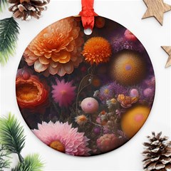 Flowers Petals Blossoms Art Flora Ornament (round) by 99art