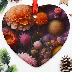 Flowers Petals Blossoms Art Flora Ornament (heart)