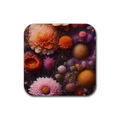 Flowers Petals Blossoms Art Flora Rubber Coaster (square) by 99art