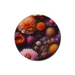 Flowers Petals Blossoms Art Flora Rubber Coaster (round) by 99art