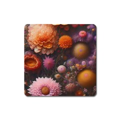 Flowers Petals Blossoms Art Flora Square Magnet by 99art