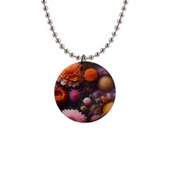 Flowers Petals Blossoms Art Flora 1  Button Necklace by 99art