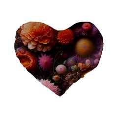 Flowers Petals Blossoms Art Flora Standard 16  Premium Flano Heart Shape Cushions by 99art