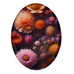 Flowers Petals Blossoms Art Flora Oval Glass Fridge Magnet (4 Pack)