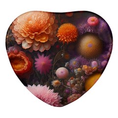 Flowers Petals Blossoms Art Flora Heart Glass Fridge Magnet (4 Pack) by 99art