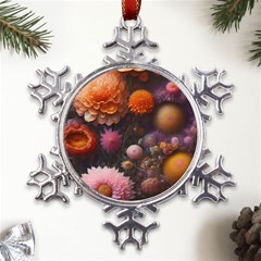 Flowers Petals Blossoms Art Flora Metal Large Snowflake Ornament