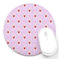 Easter Easter Bunny Hearts Seamless Tile Cute Round Mousepad by 99art