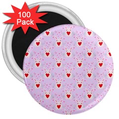 Easter Easter Bunny Hearts Seamless Tile Cute 3  Magnets (100 Pack) by 99art