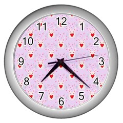 Easter Easter Bunny Hearts Seamless Tile Cute Wall Clock (silver) by 99art