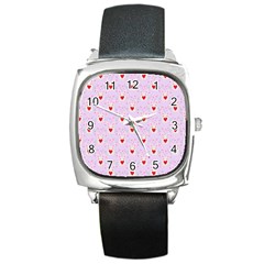 Easter Easter Bunny Hearts Seamless Tile Cute Square Metal Watch by 99art