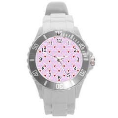 Easter Easter Bunny Hearts Seamless Tile Cute Round Plastic Sport Watch (l) by 99art