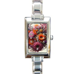 Flowers Flower Blossoms Petals Blooms Rectangle Italian Charm Watch by 99art