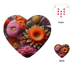 Flowers Flower Blossoms Petals Blooms Playing Cards Single Design (heart) by 99art