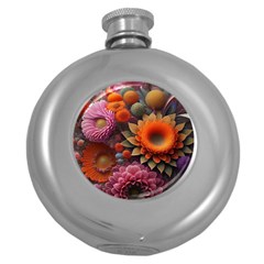 Flowers Flower Blossoms Petals Blooms Round Hip Flask (5 Oz)