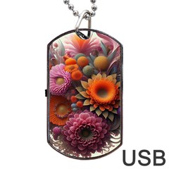 Flowers Flower Blossoms Petals Blooms Dog Tag Usb Flash (one Side)