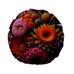 Flowers Flower Blossoms Petals Blooms Standard 15  Premium Flano Round Cushions Back