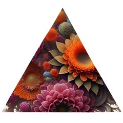 Flowers Flower Blossoms Petals Blooms Wooden Puzzle Triangle