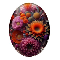 Flowers Flower Blossoms Petals Blooms Oval Glass Fridge Magnet (4 Pack)