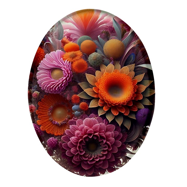 Flowers Flower Blossoms Petals Blooms Oval Glass Fridge Magnet (4 pack)