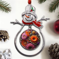 Flowers Flower Blossoms Petals Blooms Metal Snowman Ornament