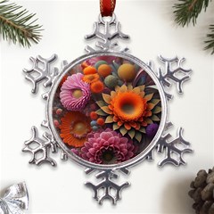 Flowers Flower Blossoms Petals Blooms Metal Large Snowflake Ornament