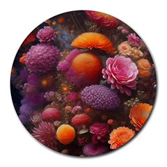 Flowers Blossoms Petals Blooms Round Mousepad by 99art