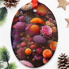 Flowers Blossoms Petals Blooms Ornament (oval)