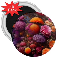 Flowers Blossoms Petals Blooms 3  Magnets (10 Pack)  by 99art