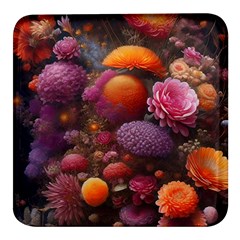 Flowers Blossoms Petals Blooms Square Glass Fridge Magnet (4 Pack) by 99art